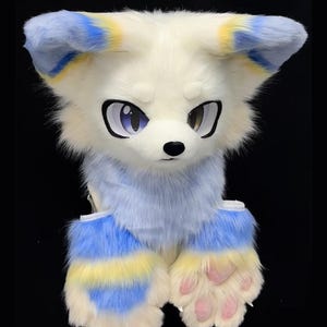Fursuit Head And Claw, Furry Cosplay, Fursuit Premade, Fantasy Creatures, Fursuit Head, "Sunny Puppy" Fantasy Creatures, Cute Furry Paws