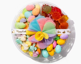 Easter Gift Basket - Candy Filled Easter Baskets-  Includes Easter Eggs, and Easter Bunnies, Candy with Label or  Bow