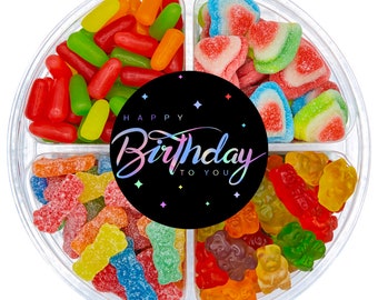 Happy Birthday Rainbow Candy Tray – Candy Care Package Gift Basket 1.5 lbs