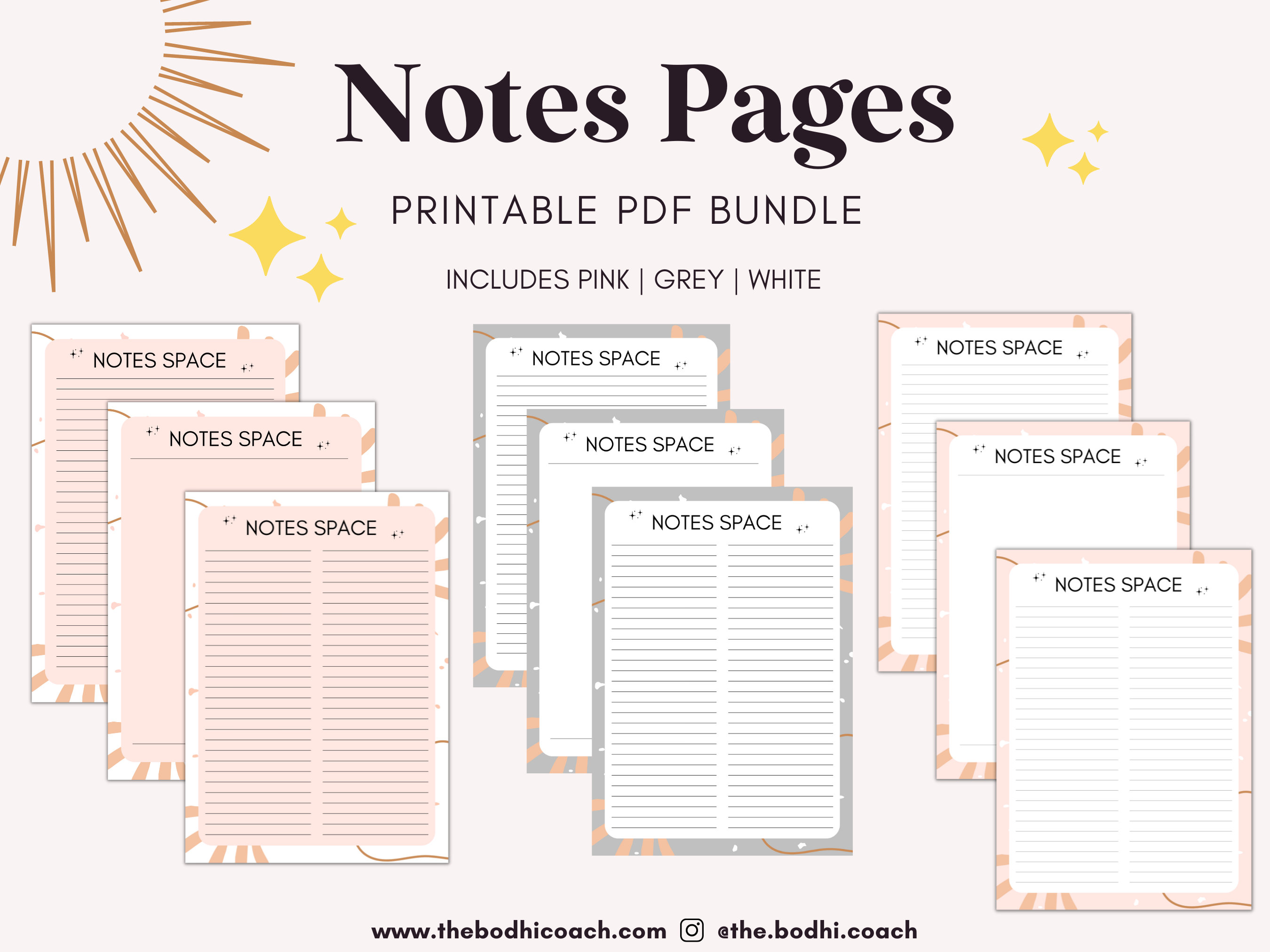 Printable PDF Notes Pages Lined Notes Bundle Digital Download A4 ...