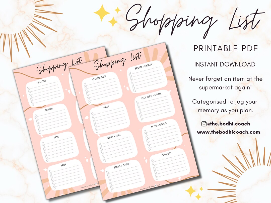 Printable PDF Grocery Shopping Made Easy Grocery Planner Etsy
