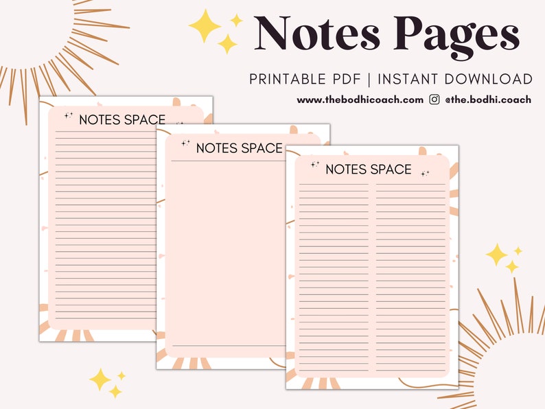 Printable Pdf Notes Pages Lined Notes Digital Download A4 Planner