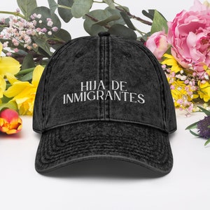 Gorra de béisbol vintage negra para hija de inmigrantes, ropa latina, hija de inmigrantes, latina