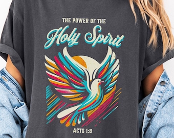 Holy Spirit Christian T-Shirt, Adult Baptism Gift Christian Shirt Holy Spirit Dove Christian Merch Gift for Christian Streetwear