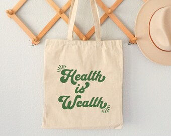 Health is Wealth Tote Bag Gift for Nutritionist Gift for Life Coach Gift for Personal Trainer Gifts Athletic Trainer Holistic Health Gift
