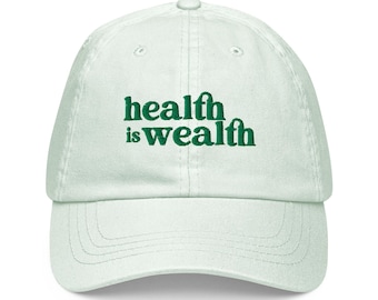 Health is Wealth Baseball Hat, Wellness apparel, Nutritionist Gift, Registered Dietician Gift, Athletic trainer gift, Naturopath Gift