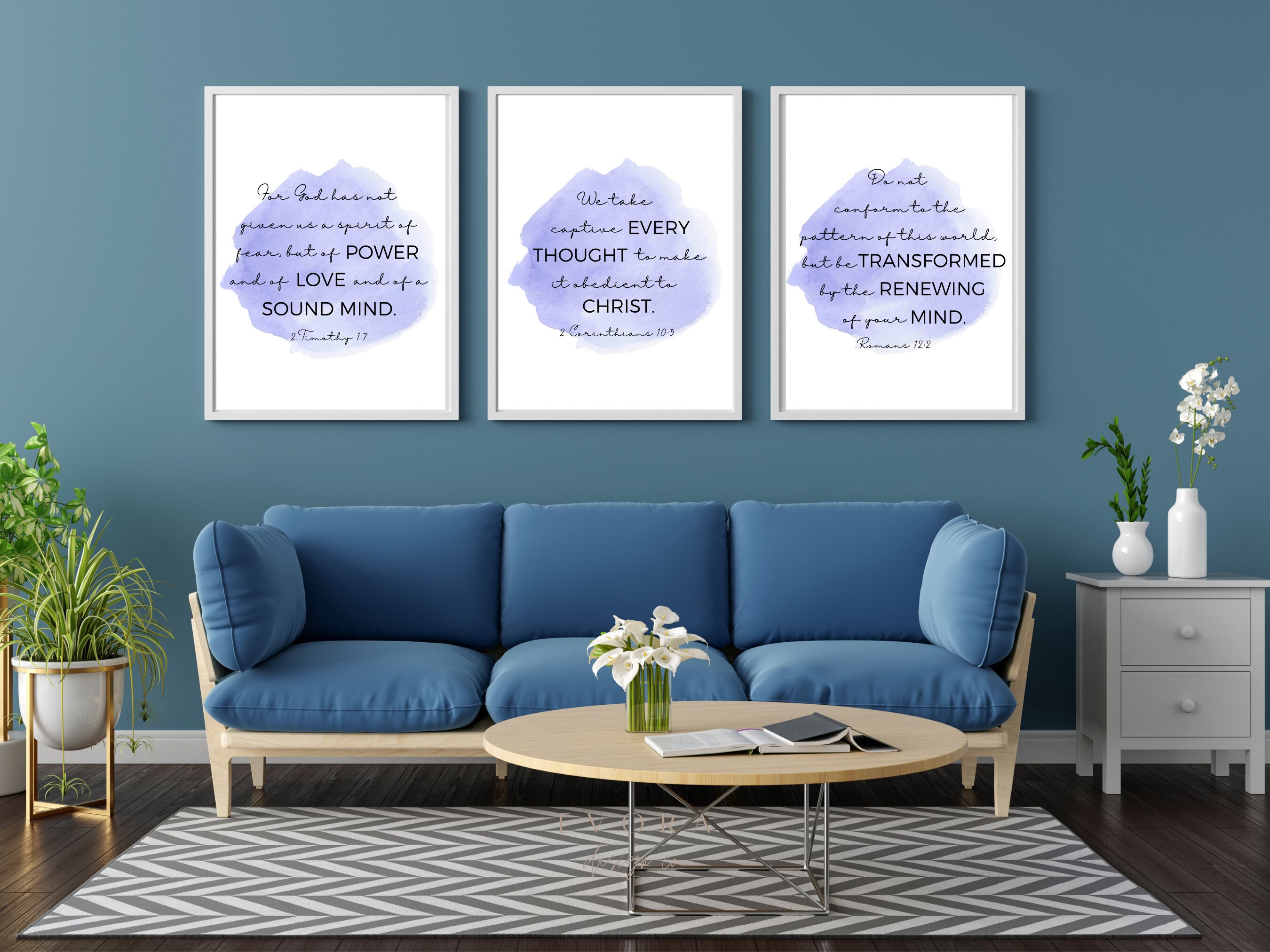 Set of 3 Bible Verse Wall Art Christian Wall Art Modern - Etsy