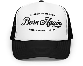 Christian Foam Trucker Hat Born Again Embroidered Adult Baptism Gift for Christian Snapback Hat New Creation Jesus Saves Gift for Christian