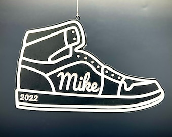 Personalized Sneaker Christmas Ornament, Black Shoe Holiday Tree Decor