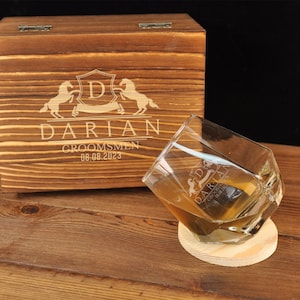 Personalized Whiskey Glasses Set with Gift Box Option Father's Day Wedding Gift Retirement Housewarming Bourbon Scotch Dad Gifts For Him