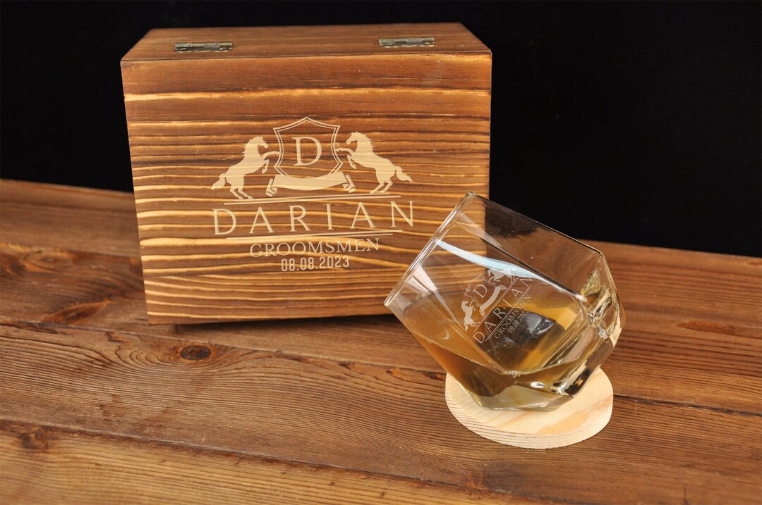 Personalized Whiskey Glasses Set With Gift Box Option Father's Day Wedding Gift Retirement ...