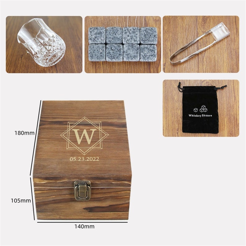 Personalized Whisky Glass Set With Whiskey Stones in Etsy