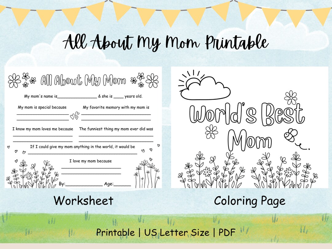 All About My Mom Printable PDF Bundle Worksheet &amp; Coloring - Etsy