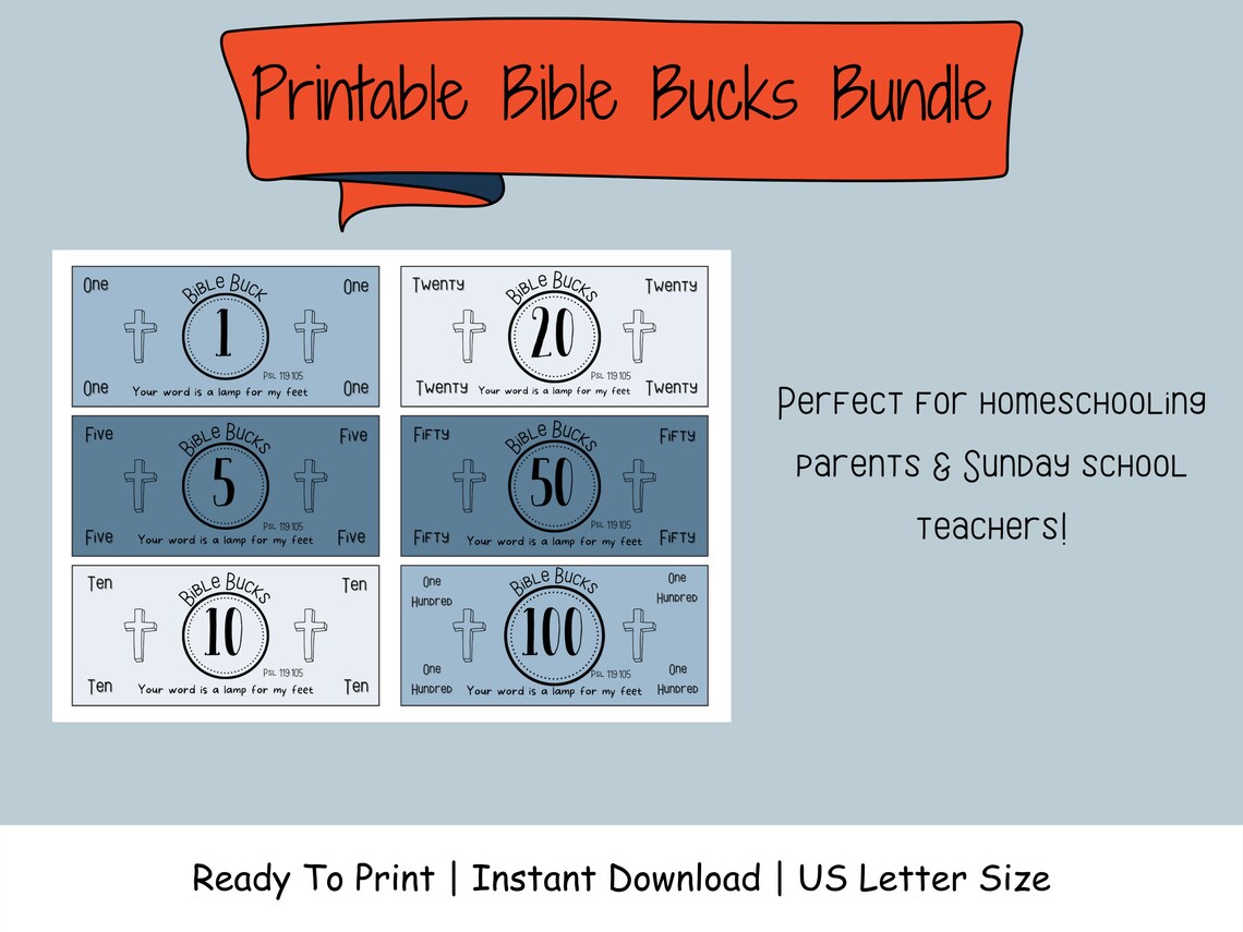 Instant Download Printable Bible Bucks Sunday School Teachers Bible ...