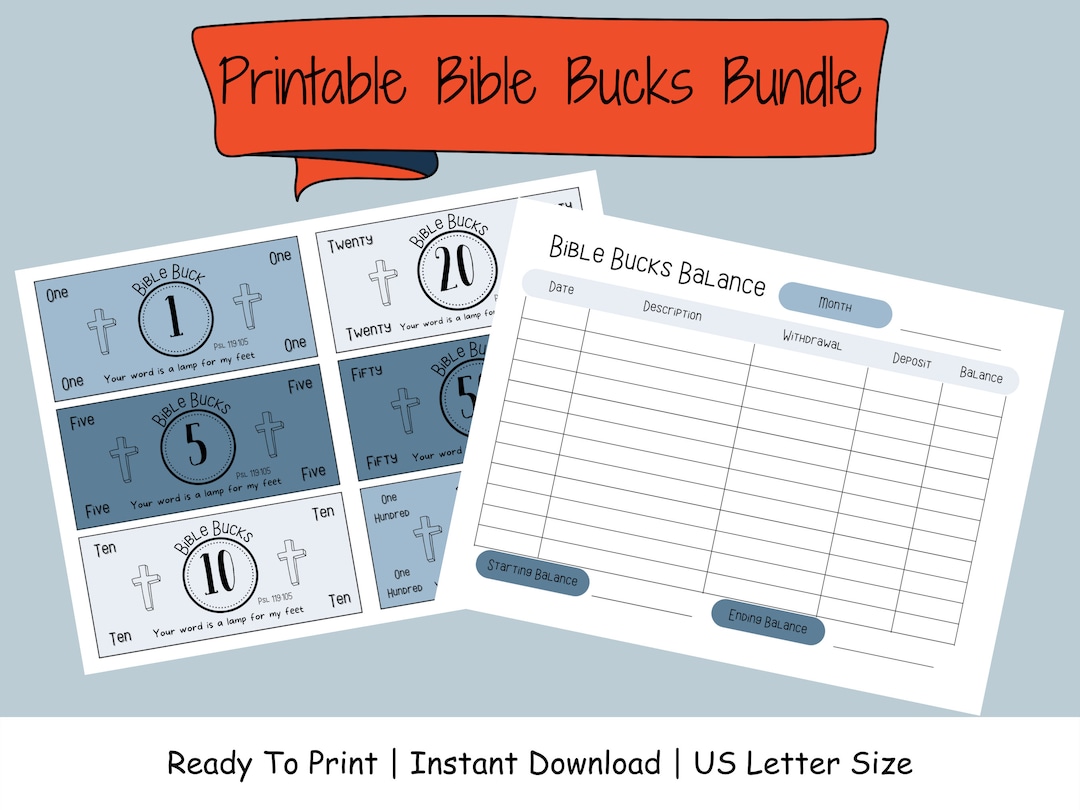 Instant Download Printable Bible Bucks Sunday School Teachers Bible ...