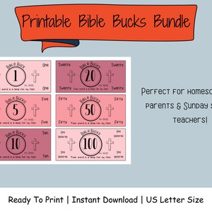 Instant Download Printable Bible Bucks Sunday School Teachers Bible ...