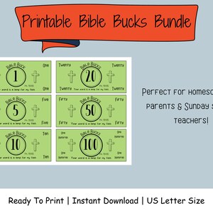 Instant Download Printable Bible Bucks Sunday School Teachers Bible ...