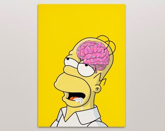 Homer Simpson doughnut brain print, Simpson digital art print, instant downloads printable home decor, Simpson digital poster, wall art gift