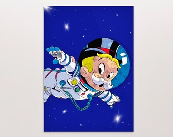 Richie Rich space boy print, Simpson digital art print, instant downloads printable home decor, richie rich digital poster, wall art gift