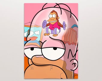 Homer Simpson monkey brain, Simpson digital art print, instant downloads printable home decor, Simpson digital poster, wall art gift