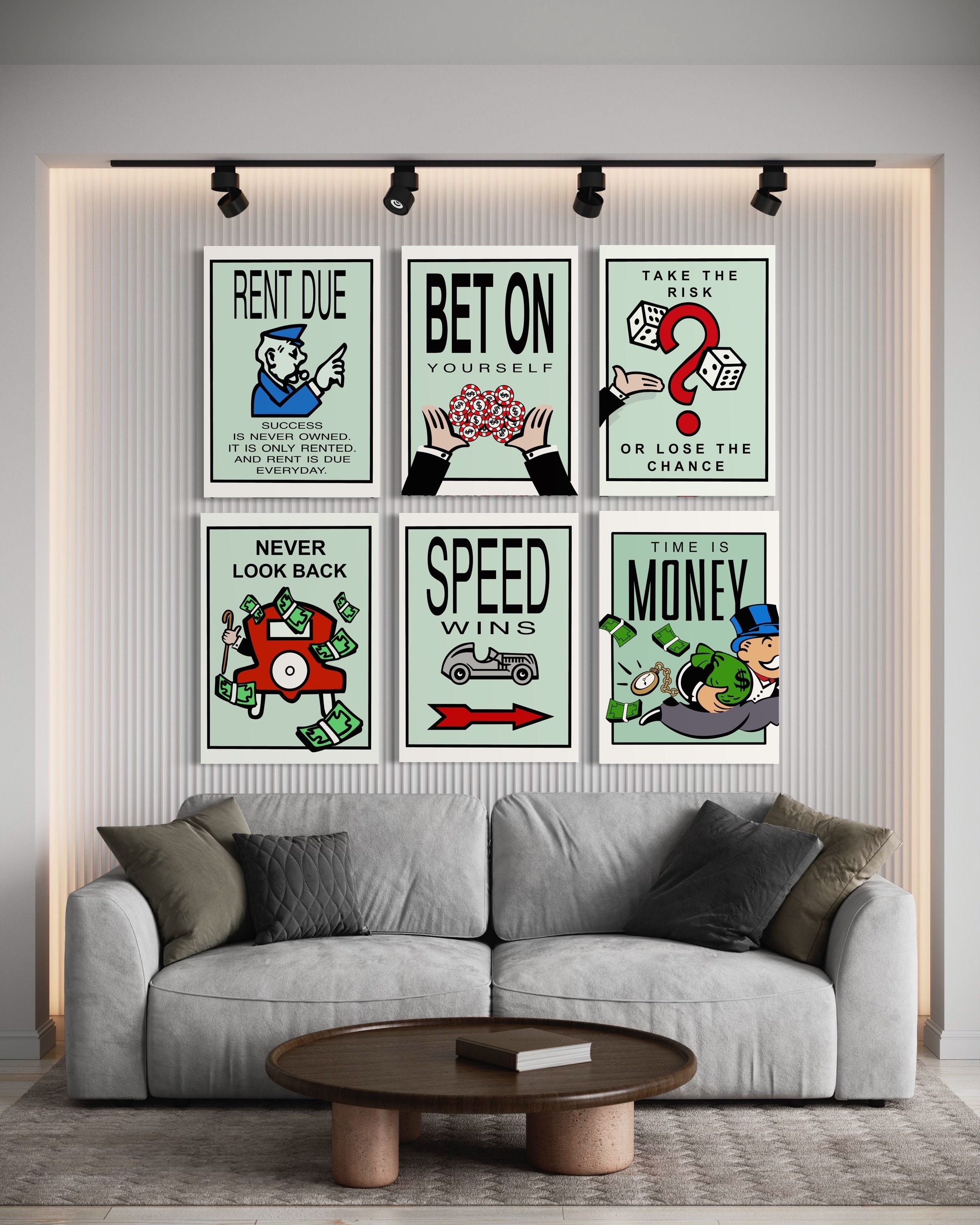 Monopoly Wall In Monopoly Art Prints: Retro Game Room Wall Decor (digital Download) - Etsy
