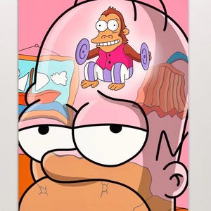 Homer Simpson Monkey Brain Art Print: Funny Home Decor (Digital Download)