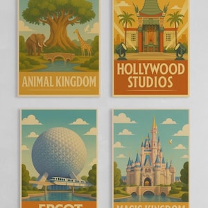 Disneyworld Parks Drucke: Magic Kingdom Art, 4er-Set (PDF Download
