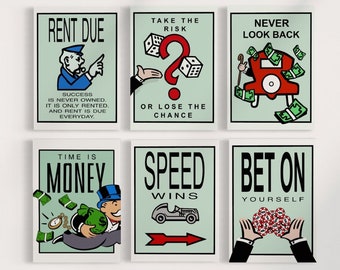 6 stampe digitali di monopolio, stampa artistica digitale, arredamento per la casa stampabile con download istantaneo, poster digitale di monopolio, regalo artistico da parete, decorazione da parete, arte