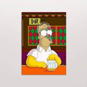 Homer Simpson beer head print, Simpson digital art print, instant downloads printable home decor, Simpson digital poster, wall art gift