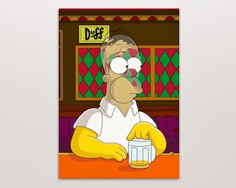 Homer Simpson beer head print, Simpson digital art print, instant downloads printable home decor, Simpson digital poster, wall art gift