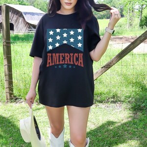 Patriotic Graphic Tee, Fourth of July Shirt, America Tee, Distressed Shirt, Oversized Tee, Comfort Colors
