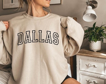 Dallas Sweatshirt, Dallas Sweater, Texas State Shirt, Skyline Pullover, Unisex Womens Hoodie, Dallas Crewneck Gift, Vacation Long Sleeve