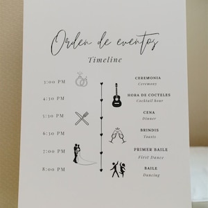 Bilingual Wedding Day Timeline Poster
