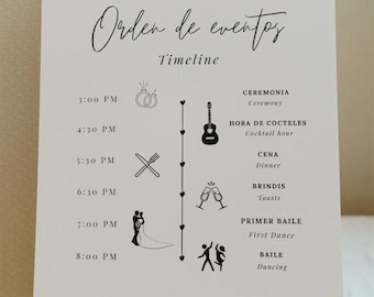 Bilingual Wedding Day Timeline Poster