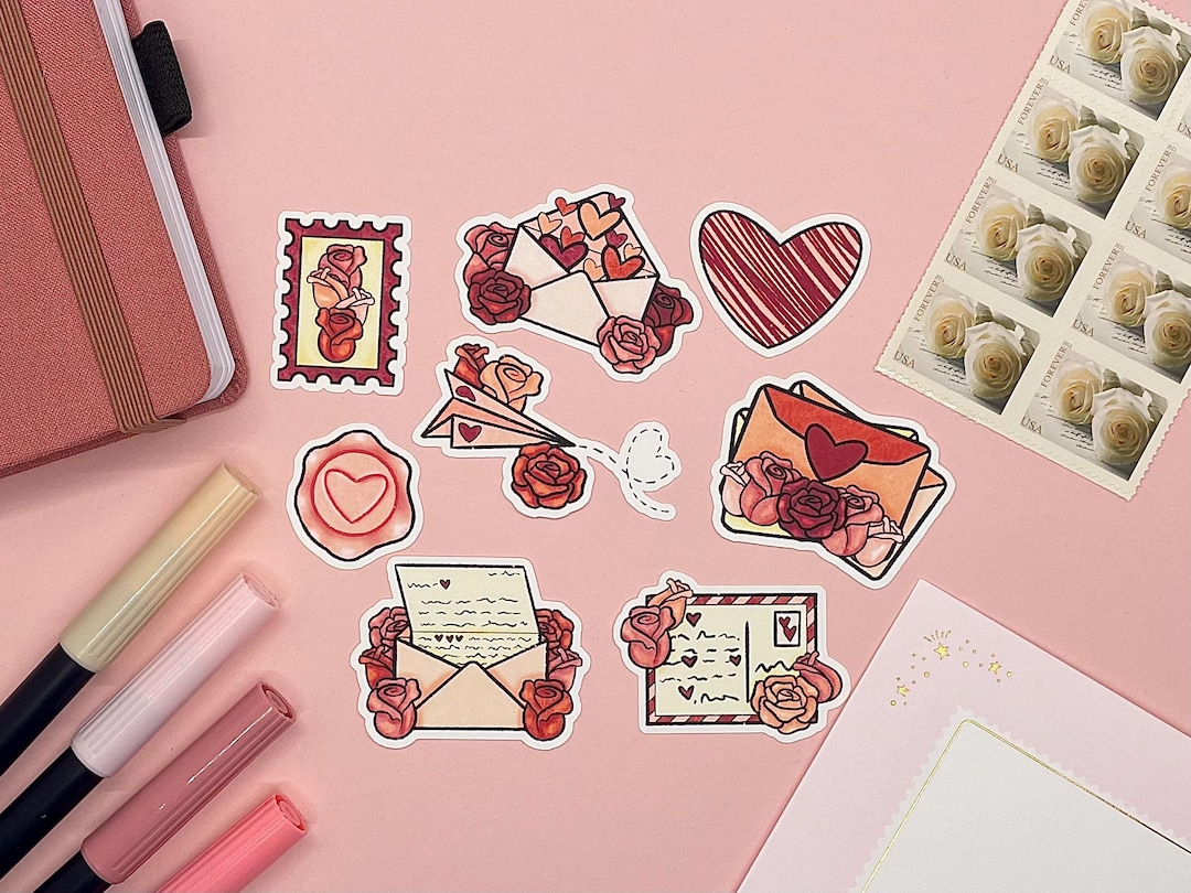Valentine Themed Love Notes Die Cut Individual Sticker Flakes, Unique ...