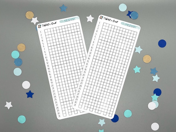 Year in Pixels Sticker Sheet, Minimal Mood & Habit Tracker for Bullet Journals