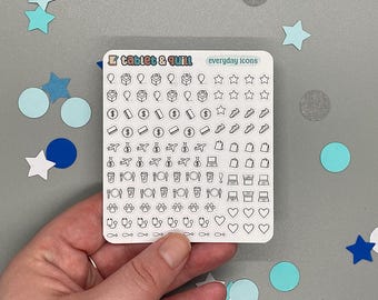 Everyday Mini Icon Stickers for Planners, Tiny Functional Stickers, Minimal Bullet Journal Icons, Daily Calendar Symbols, Habit Tracker