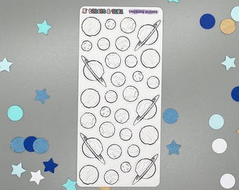 Color Your Own Planet Stickers: Black & White Planner Stickers