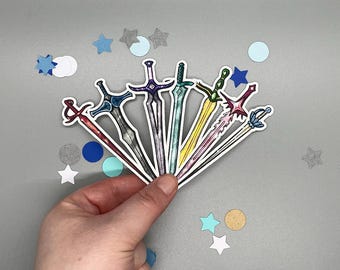 Autocollants d'épée : lames fantastiques, papier mat, autocollants D&D Planner