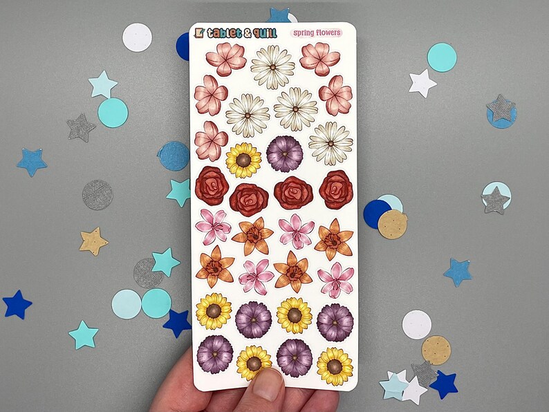 Flower Themed Spring Flowers Bullet Journal Stickers, Unique Handmade ...