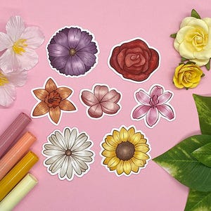 Flower Stickers: Spring Floral Die Cut Matte Paper Flakes