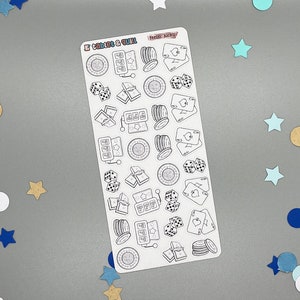 Casino Themed Feelin' Lucky Color Your Own Black and White Bullet Journal Foglio di adesivi in carta opaca per planner, agende, diari, bujo