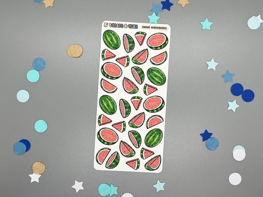 Watermelon Sticker Sheet, Handmade Planner Stickers - Etsy