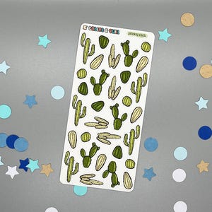 Kaktus Themed Prickly Cacti Bullet Journal Aufkleber, einzigartige handgemachte Designs für Planer-Enthusiasten, dekorative & funktionale Aufkleberbögen