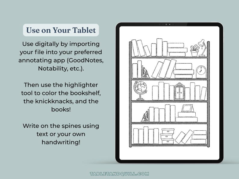 Printable Bookshelf Reading Tracker, Digital Book Log, Hand Drawn ...