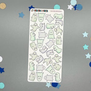Ghost Themed Spooky Ghosties Bullet Journal Stickers, Unique Handmade Designs for Planner Enthusiasts Decorative & Functional Sticker Sheets