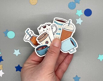 Coffee Bullet Journal Stickers for Planner Monthly Spreads and Daily Bujo Weekly Spreads, Sticker FLAKES for Café Coffee, Cozy Morning Vibes