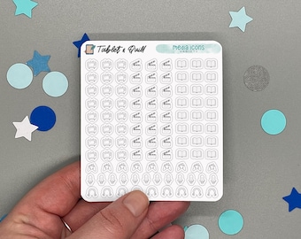 Media Mini Icon Stickers for Planners, Tiny Functional Bullet Journal Stickers