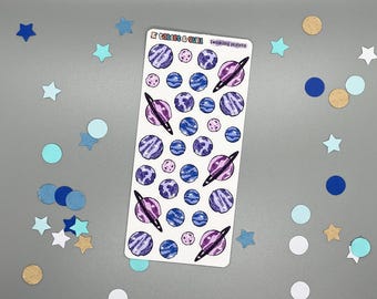 Celestial Planet Stickers: Galaxy Scrapbook Planner Stickers