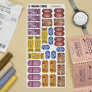 Ticket Stand Bullet Journal Aufkleber, einzigartige handgefertigte Designs für Planer-Enthusiasten, dekorative und funktionale Aufkleberbögen